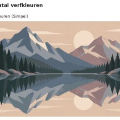Benadering van het ontwerp bergmeer in vlakken met 24 en 36 verfkleuren
