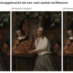 Benadering van De bakker Oostwaert van Jan Steen met 24 en 36 verfkleuren
