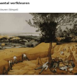 Benadering van De korenoogst van Bruegel met 24 en 36 verfkleuren