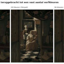 Benadering van De liefdesbrief van Vermeer met 24 en 36 verfkleuren