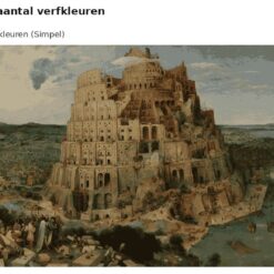 Benadering van De toren van Babel van Bruegel met 24 en 36 verfkleuren