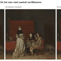 Benadering van De vaderlijke vermaning van Ter Borch met 24 en 36 verfkleuren