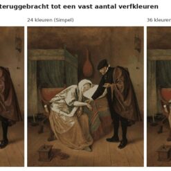 Benadering van De zieke vrouw van Jan Steen met 24 en 36 verfkleuren