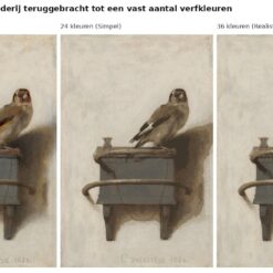 Benadering van Het puttertje van Fabritius met 24 en 36 verfkleuren