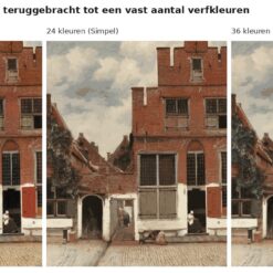 Benadering van Het Straatje van Vermeer met 24 en 36 verfkleuren