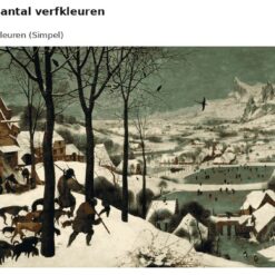 Benadering van Jagers in de sneeuw van Bruegel met 24 en 36 verfkleuren