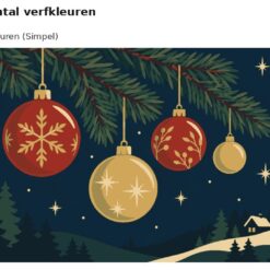 Benadering van het ontwerp kerstballen aan een dennentak met 24 en 36 verfkleuren