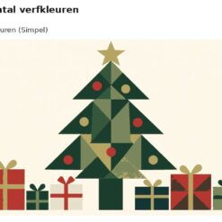 Benadering van het ontwerp kerstboom in vlakken met 24 en 36 verfkleuren