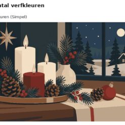 Benadering van het ontwerp kerststilleven met kaarsen met 24 en 36 verfkleuren
