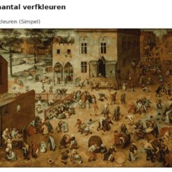 Benadering van Kinderspelen van Bruegel met 24 en 36 verfkleuren