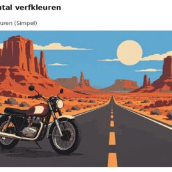 Benadering van het ontwerp klassieke motor op de woestijnweg met 24 en 36 verfkleuren