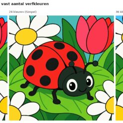 Benadering van het ontwerp lieveheersbeestje in de tuin met 24 en 36 verfkleuren