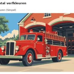Benadering van het ontwerp oude brandweerwagen bij de kazerne met 24 en 36 verfkleuren