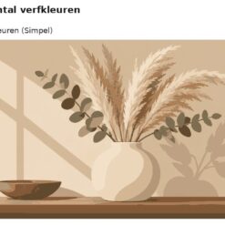 Benadering van het ontwerp pampas in een witte vaas met 24 en 36 verfkleuren