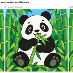 Benadering van het ontwerp panda met bamboe met 24 en 36 verfkleuren