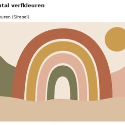 Benadering van het ontwerp regenboog in aardetinten met 24 en 36 verfkleuren