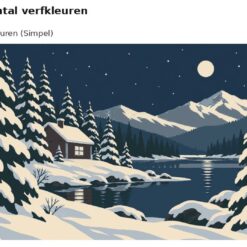Benadering van het ontwerp rood huisje in het dennenbos met 24 en 36 verfkleuren