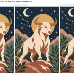 Benadering van sterrenbeeld stier met 24 en 36 verfkleuren