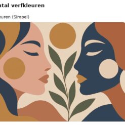 Benadering van het ontwerp twee gezichten in profiel met 24 en 36 verfkleuren
