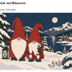 Benadering van het ontwerp twee kerstkabouters in de sneeuw met 24 en 36 verfkleuren