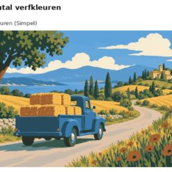 Benadering van het ontwerp vintage truck met hooibalen met 24 en 36 verfkleuren