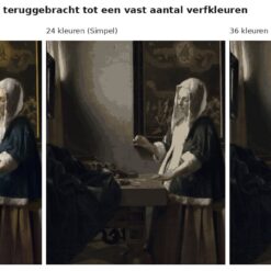 Benadering van Vrouw met weegschaal van Vermeer met 24 en 36 verfkleuren