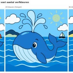 Benadering van het ontwerp walvis die water spuit met 24 en 36 verfkleuren