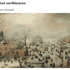 Benadering van Winterlandschap met schaatsers van Avercamp met 24 en 36 verfkleuren
