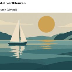 Benadering van het ontwerp zeilboot op een stille zee met 24 en 36 verfkleuren