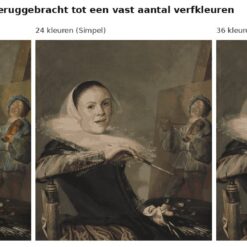Benadering van Zelfportret van Judith Leyster met 24 en 36 verfkleuren