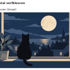 Benadering van het ontwerp zwarte kat in het maanlicht met 24 en 36 verfkleuren