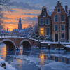 Digitaal ontwerp: gracht op een winteravond